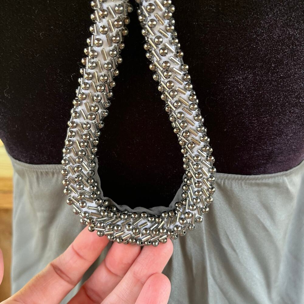 Ramy Brook Women's Grey Silk Beaded Neck Open Back Top Size S - Picture 5 of 9